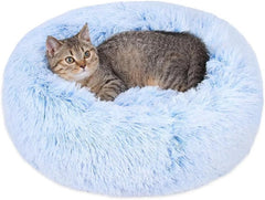 20/24 inch washable cat bed, small to medium-sized dog bed, anti anxiety round fluffy plush faux fur pet bed (pink, medium)