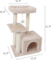 Cute cat tree, kitten, cat tower, indoor cat apartment, sisal, scratch pole, jumping platform, cat furniture