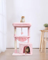 Indoor cat tree, cat tower with scratching post | modern cat house with cushioned bass