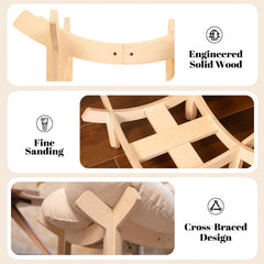 Pet elevated cat bed wooden cushion fluffy pet sofa indoor cat elevated cat leisure chair suitable for small dogs and cats furniture (white)