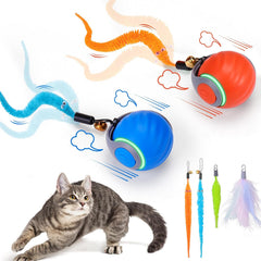 Interactive Cat Toy Ball - Designed specifically for indoor cats, this 3-speed automatic interactive cat toy keeps them busy (blue)