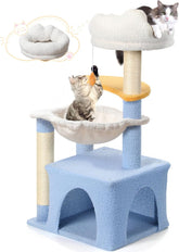 Cat tree and sisal scratching column, cat tower and hammock, cute cat apartment for small indoor cats