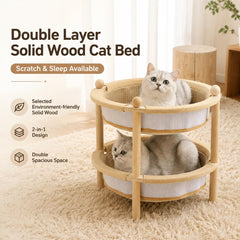 Double layered elevated cat hammock, 2-in-1 natural sisal and jute cat scratching pad, sturdy frame