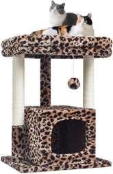 27 inch indoor cat tree, activity tower with scratch column | Modern kitten apartment