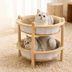 Double layered elevated cat hammock, 2-in-1 natural sisal and jute cat scratching pad, sturdy frame