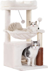 Cat Tree 32 inch small cat tree, suitable for large cats, adult cat tower, with scratch post, 15.7-inch large hammock