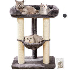 28 inch cat tree, large cat bed, cushioned kitten tower for window viewing