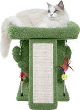 Cactus cat tree tower with indoor cat scratching post, activity center climbing tree cat furniture