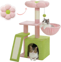 Indoor cat cactus cat tree, 32 inch small cat tower cat apartment with sisal scratch ramp
