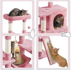 63 inch sturdy large cat tree, suitable for indoor heavy-duty cats, tall towers | plush apartments, hammocks