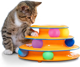 Cat Toy -3-story track tower with 6 balls, indoor interactive cat toy