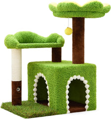 Sunflower short cat scratching tree and cat apartment, cat tower and cat scratching column, three in one multi story building