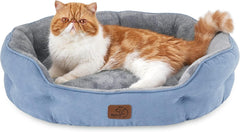 Bedding dog bed washable, circular cat bed for indoor cats, 20 inch soft plush pet bed for kittens, non slip bottom, easy to clean