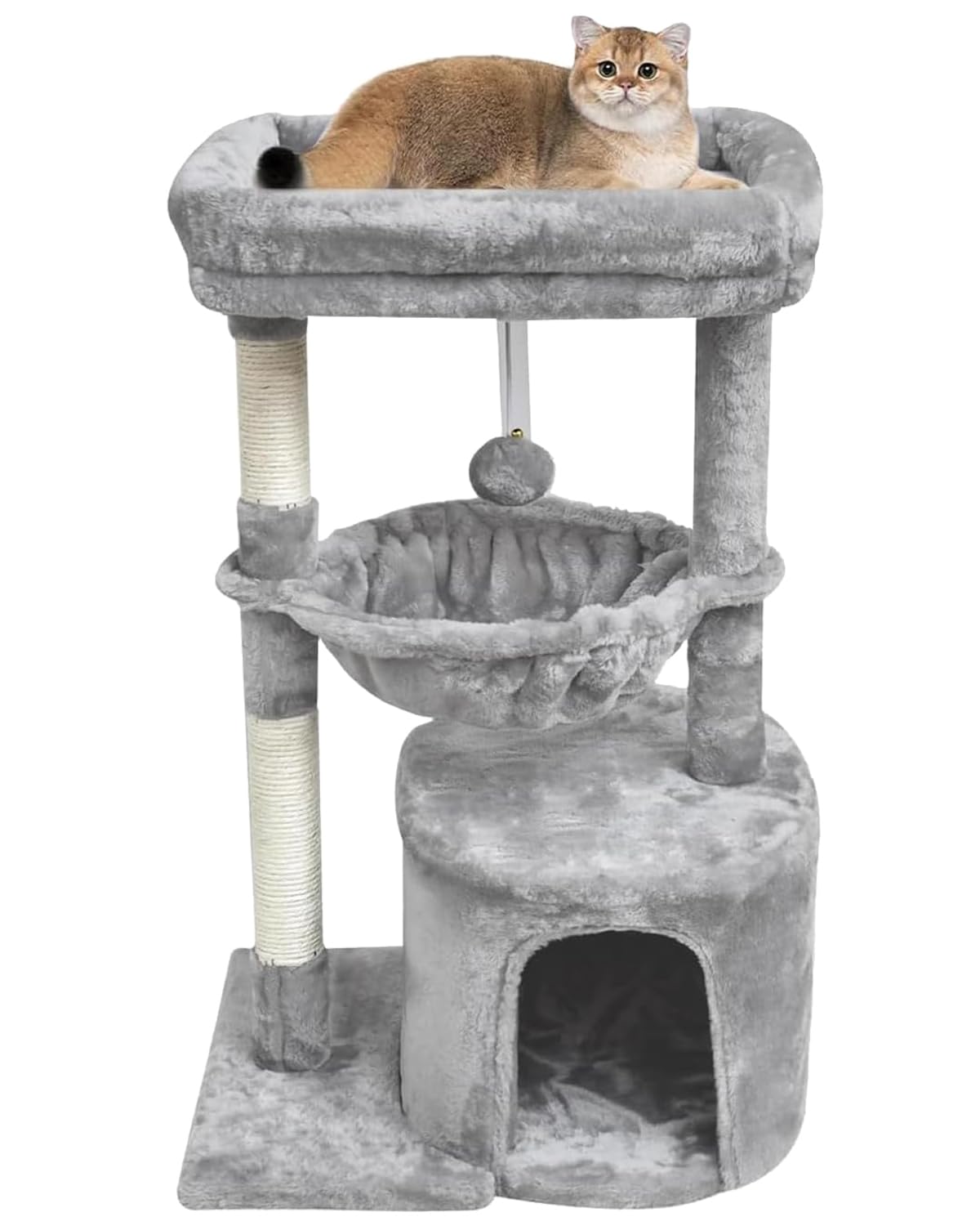 Indoor cat tree, cat tower with scratching post | modern cat house with cushioned bass