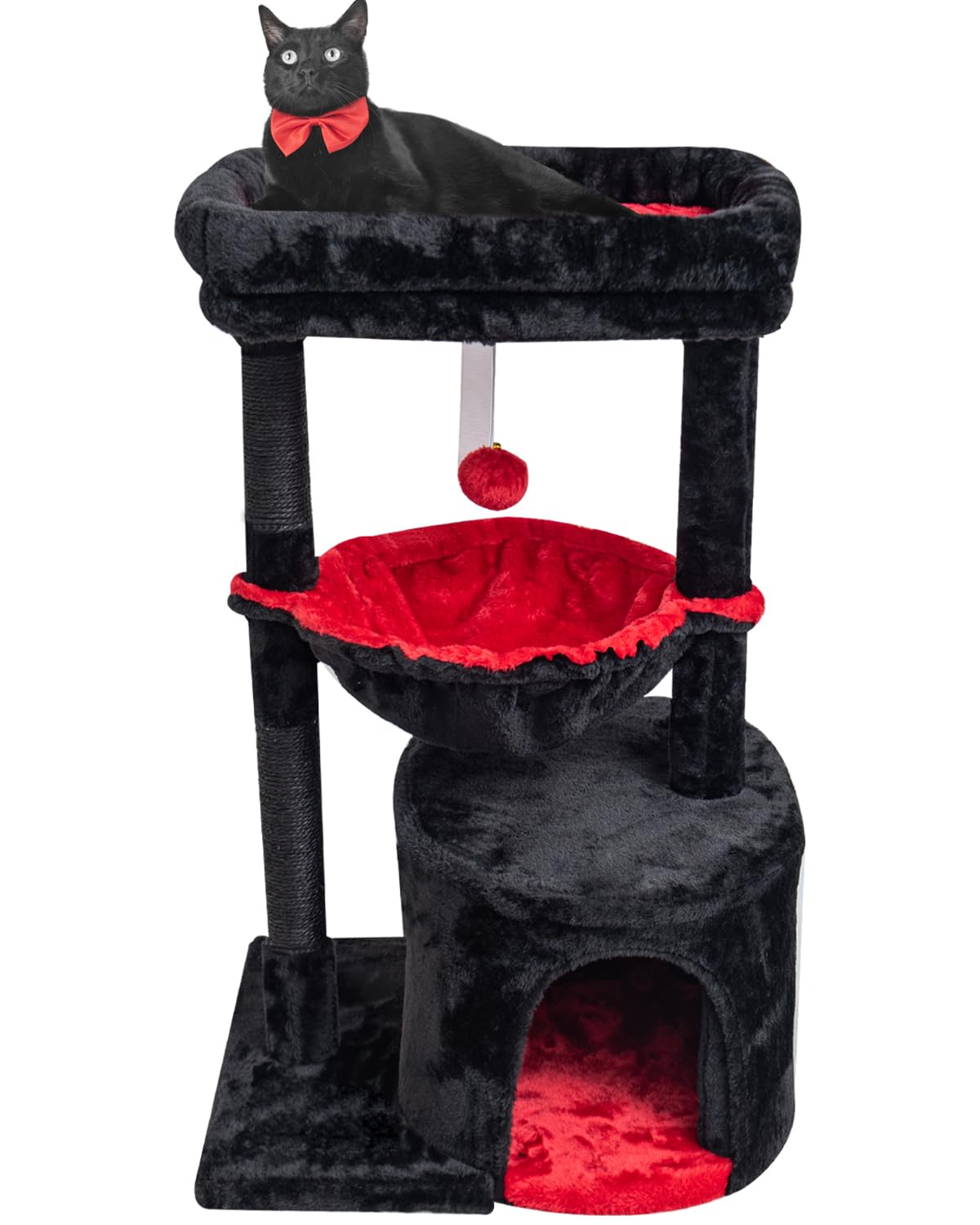 Indoor cat tree, cat tower with scratching post | modern cat house with cushioned bass