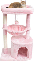 Indoor cat tree, cat tower with scratching post | modern cat house with cushioned bass