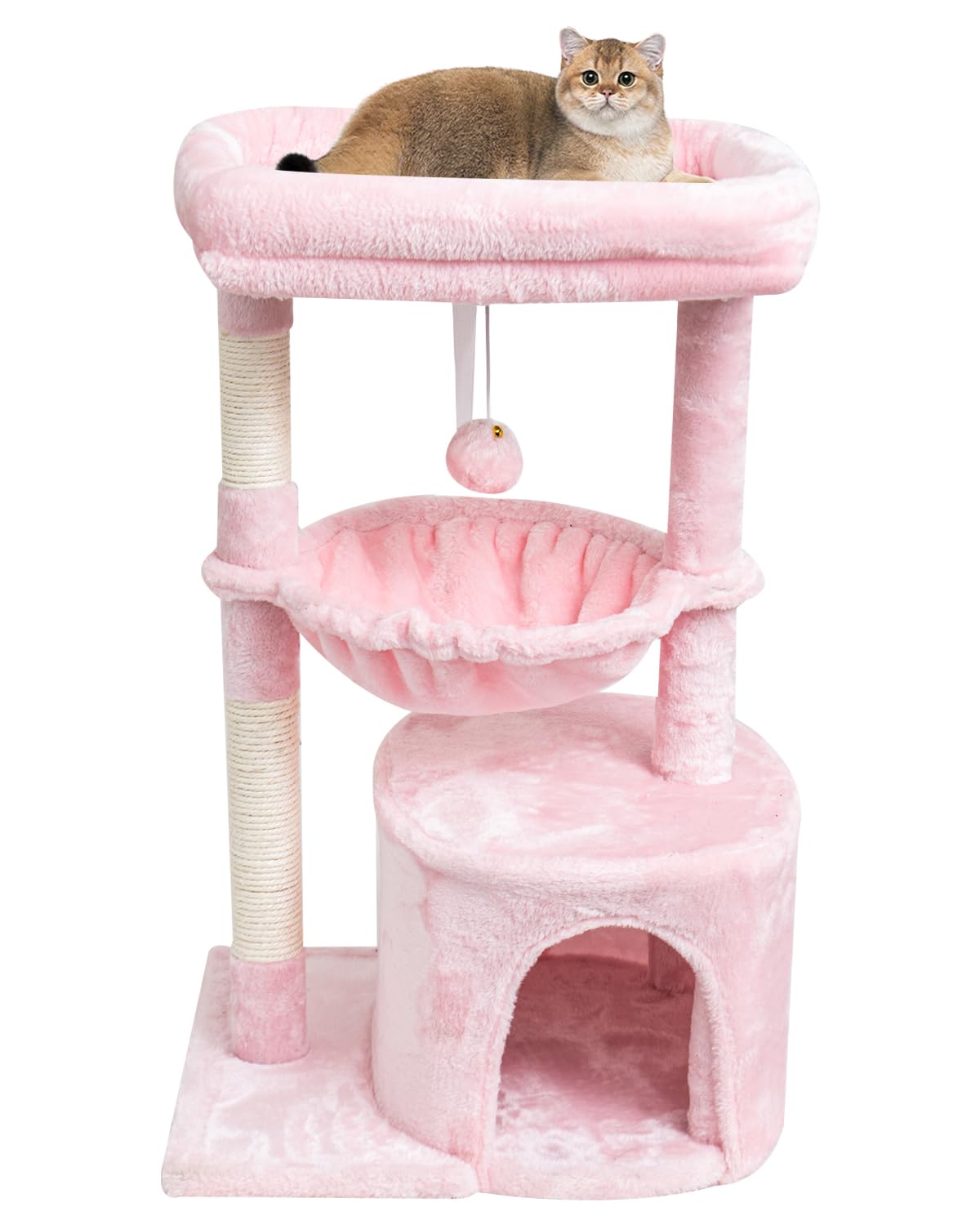 Indoor cat tree, cat tower with scratching post | modern cat house with cushioned bass
