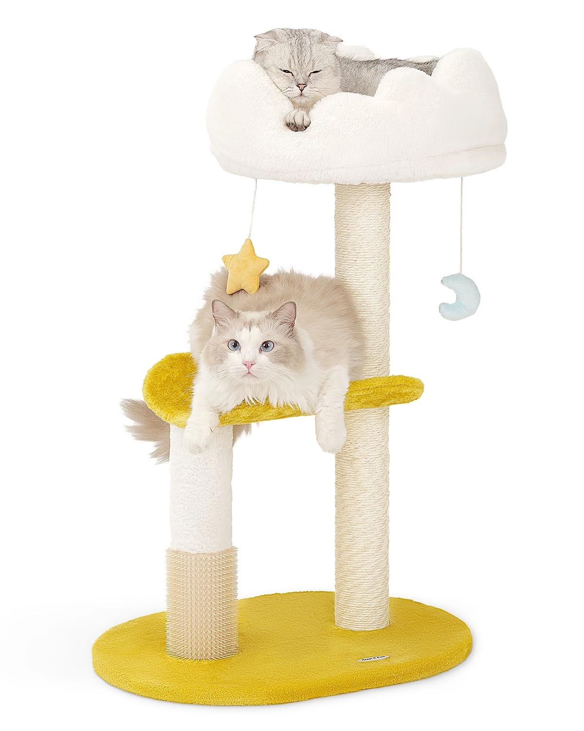 Cat tree, cloud cat tower with soft bed, cat catching pole and mat with larger windows, and cute toys