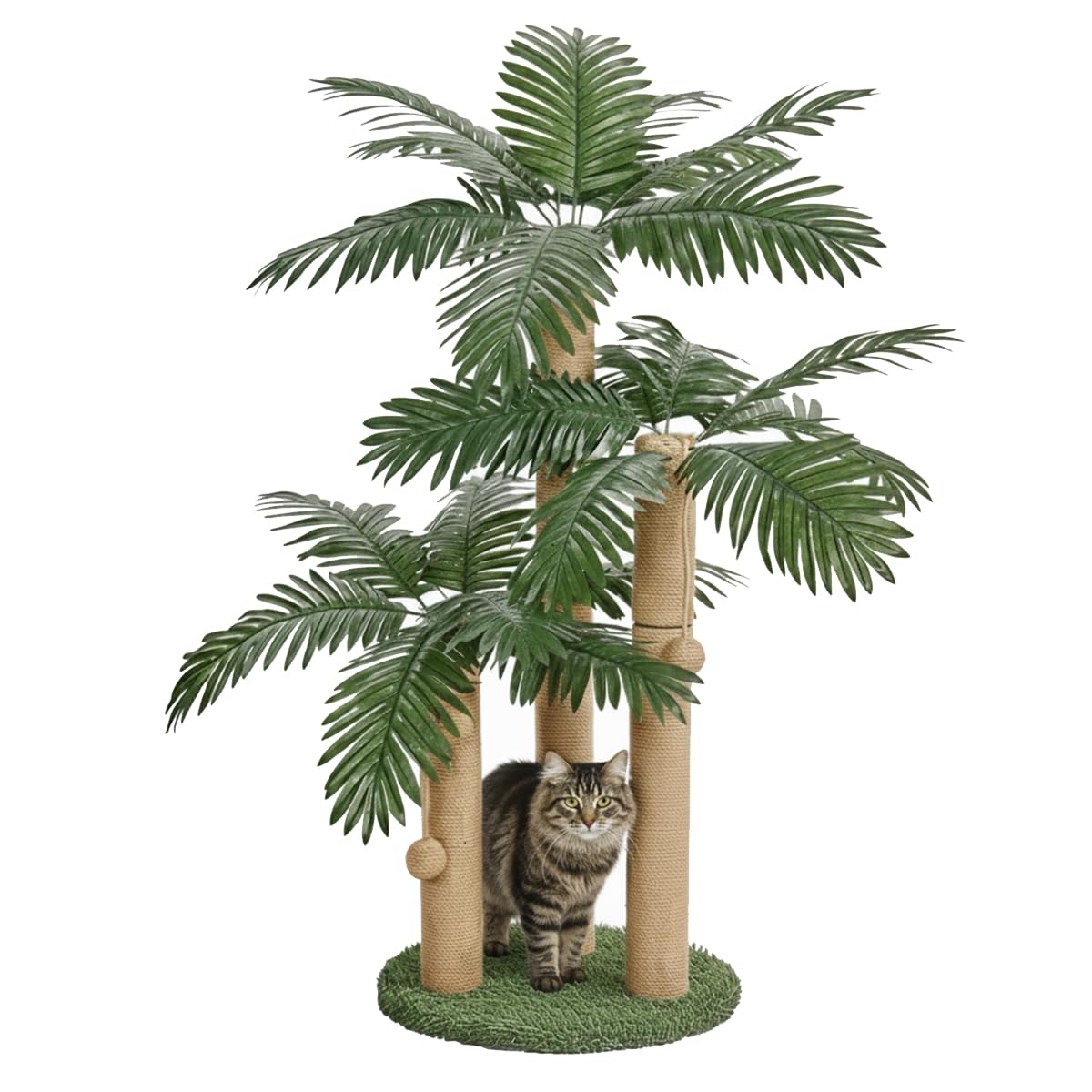 31.5-inch cat scratching pole, equipped with 3 scratching poles and 2 interactive shaking balls for cat scratching trees, indoor cat and adult cat scratching poles