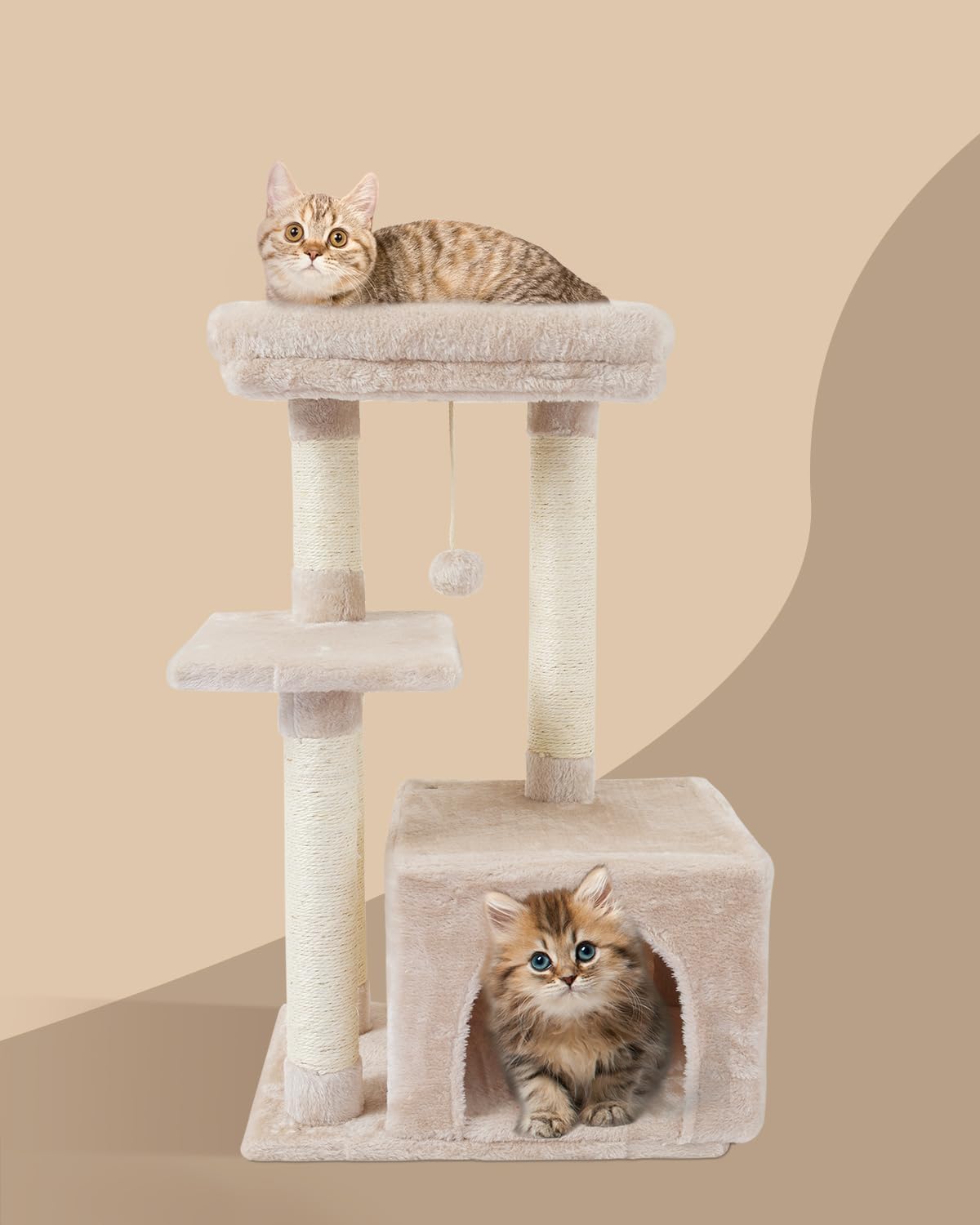 Cute cat tree, kitten, cat tower, indoor cat apartment, sisal, scratch pole, jumping platform, cat furniture