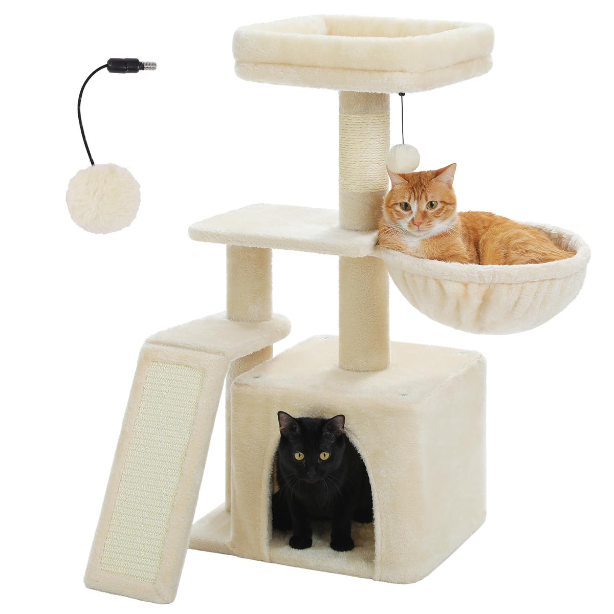 Indoor cat cactus cat tree, 32 inch small cat tower cat apartment with sisal scratch ramp