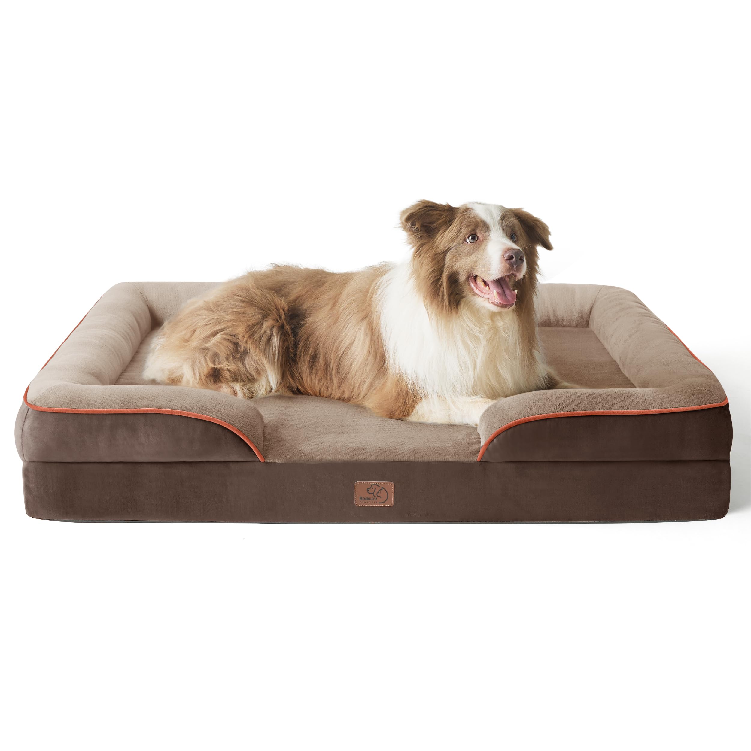 Bed type orthopedic dog bed large dog - washable large dog and cat bed waterproof, comfortable dog sofa, gray, 35 inches