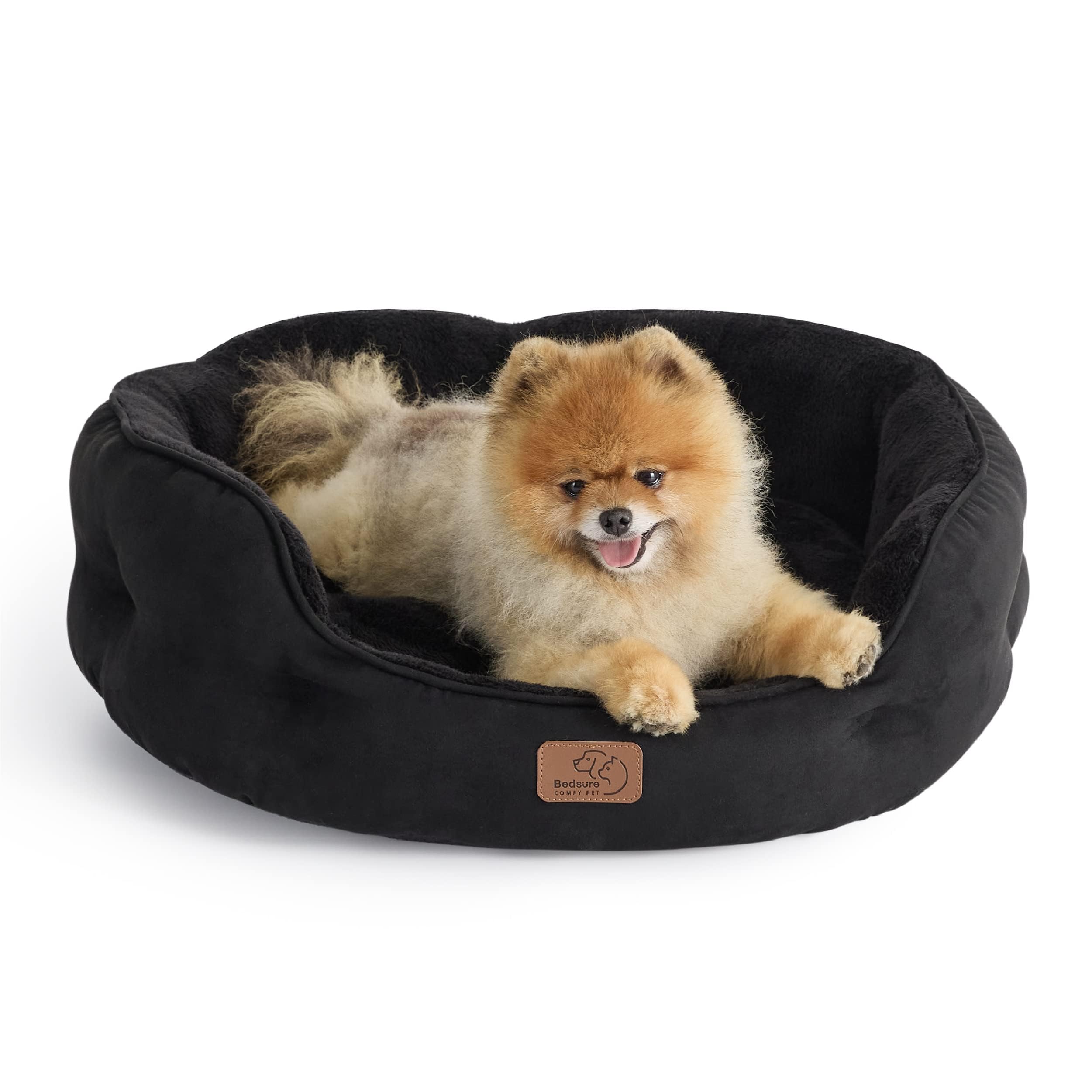 Bedding dog bed washable, circular cat bed for indoor cats, 20 inch soft plush pet bed for kittens, non slip bottom, easy to clean