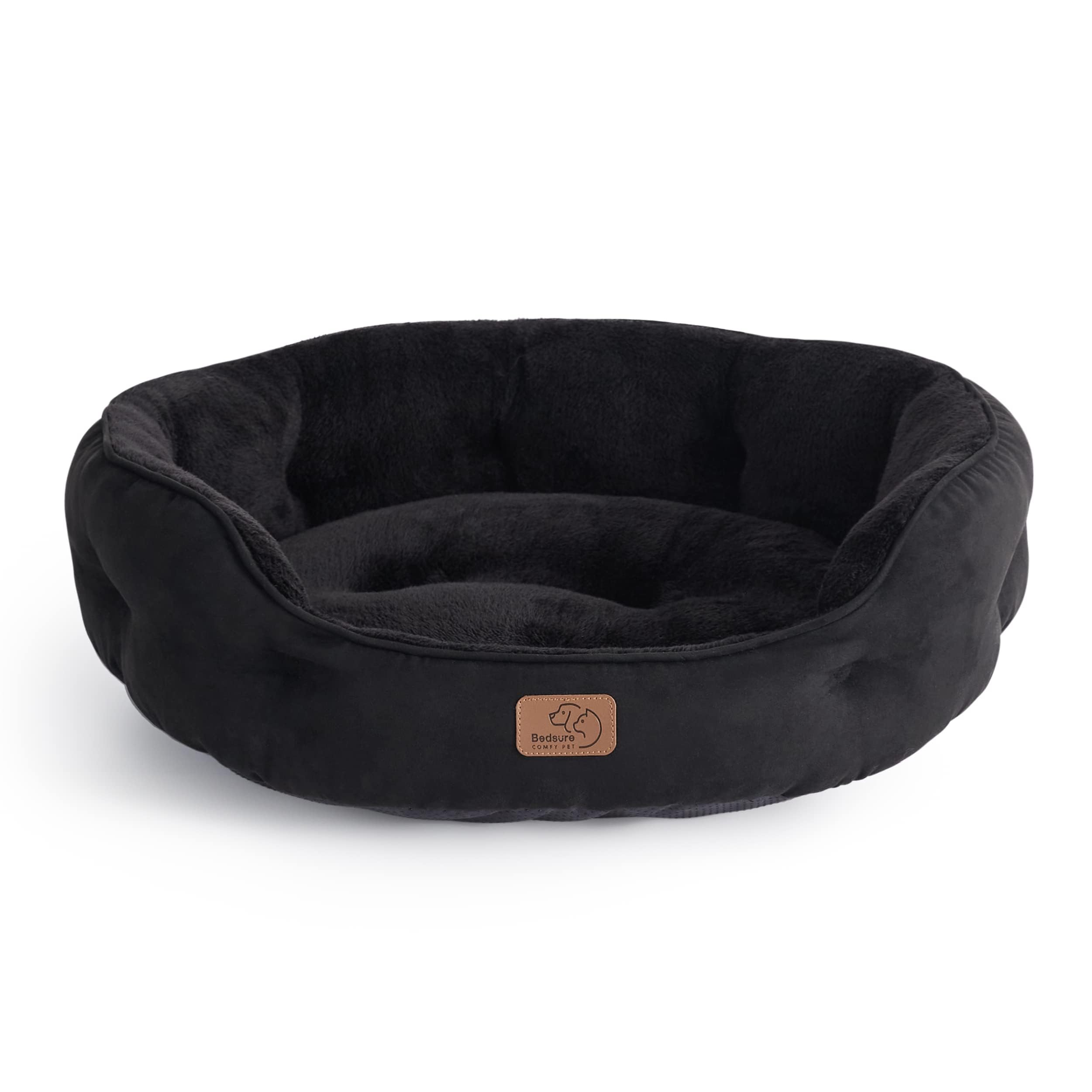Bedding dog bed washable, circular cat bed for indoor cats, 20 inch soft plush pet bed for kittens, non slip bottom, easy to clean