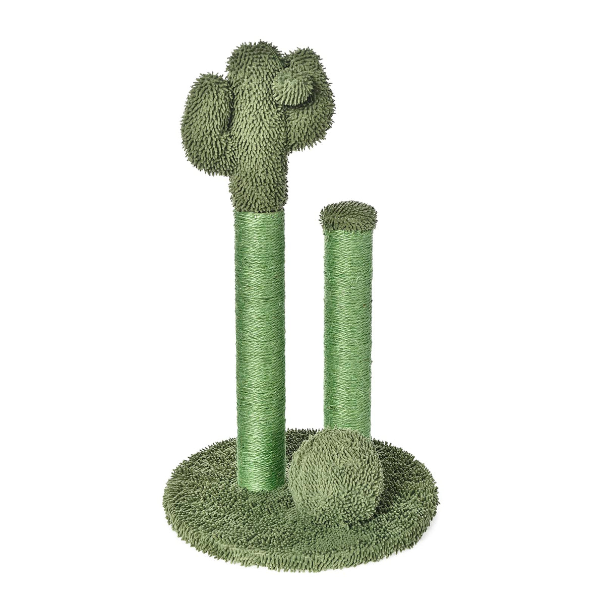 Indoor cat and kitten cactus cat tree, with curved bass grab bar, interactive swing ball, 30.7 inches (77.9 cm)