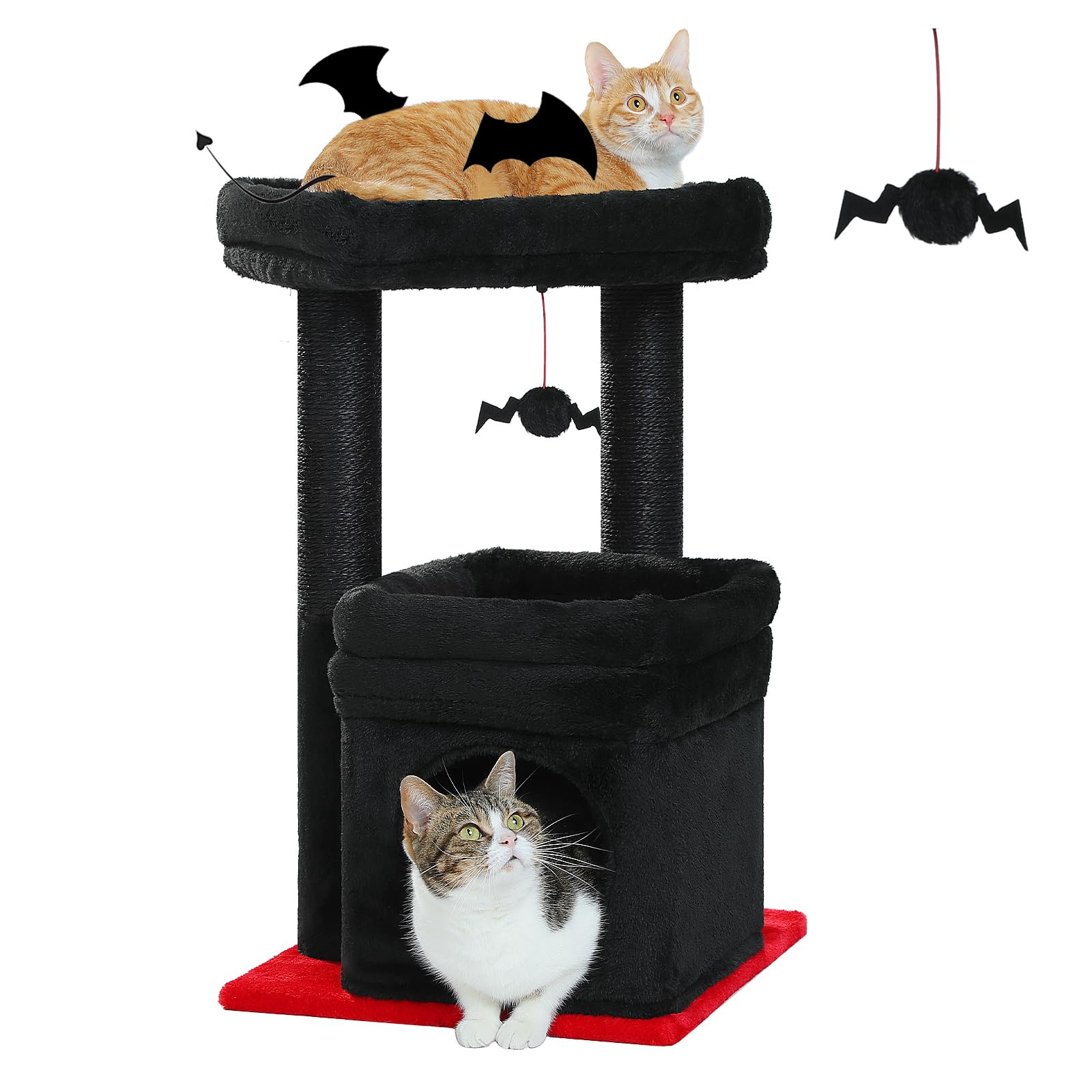 Four in one cactus cat tree, 33 inch indoor cat tower, with large apartment, cat scratching post