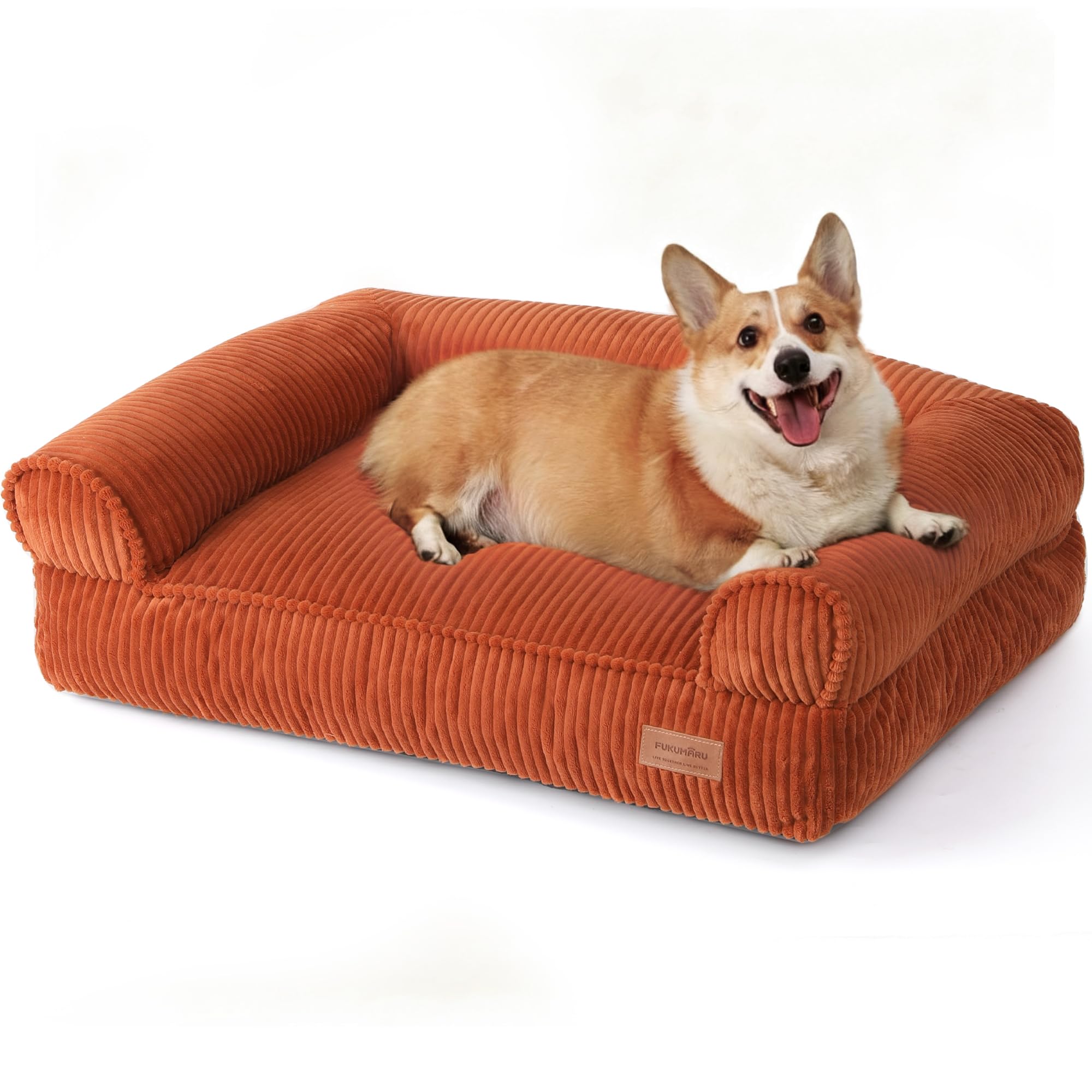 Dog Sofa Bed, Indoor Corduroy Comfortable Cat Bed with Washable Lid, 28 inch Waterproof Orthopedic Dog Bed Pet Sofa, Green