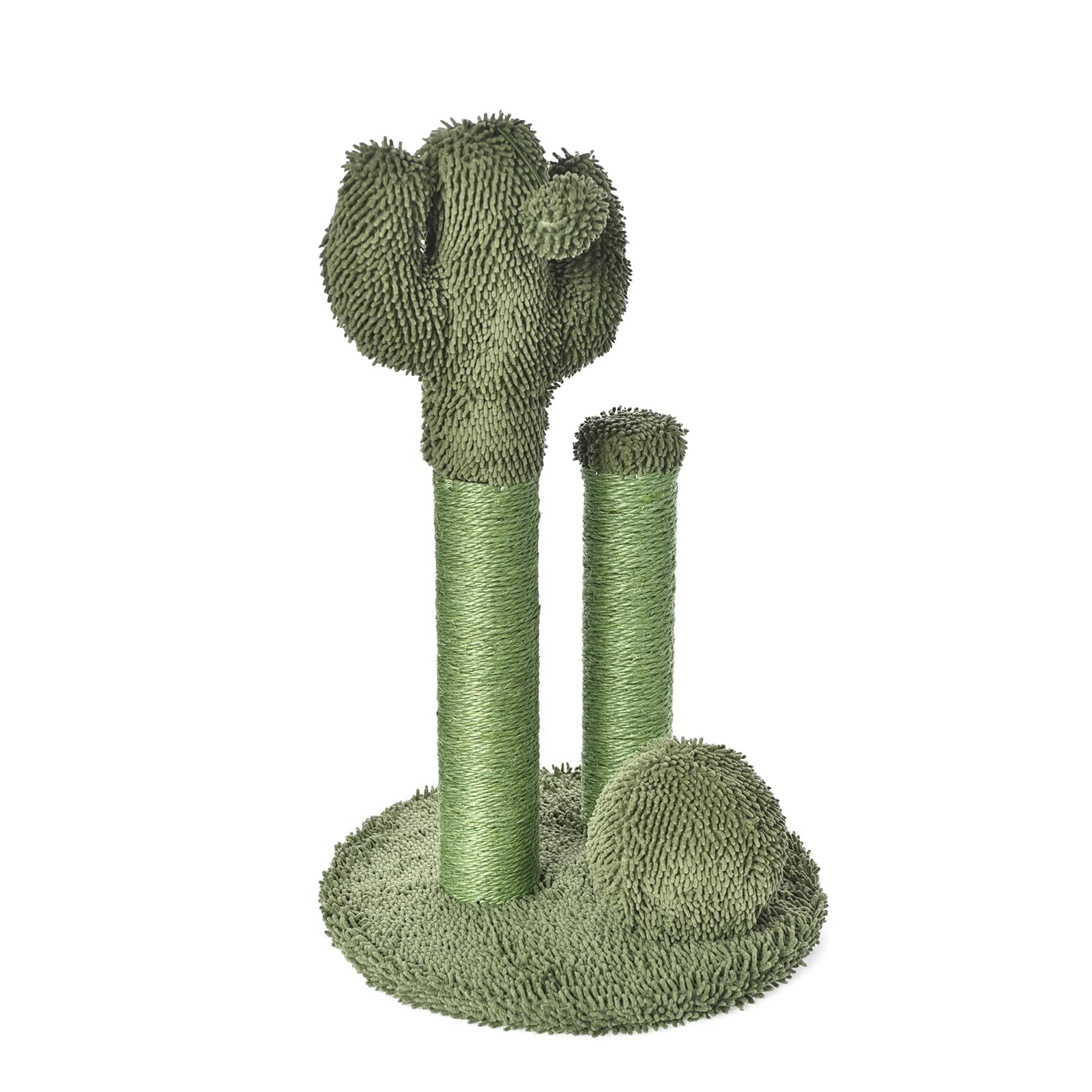 Indoor cat and kitten cactus cat tree, with curved bass grab bar, interactive swing ball, 30.7 inches (77.9 cm)