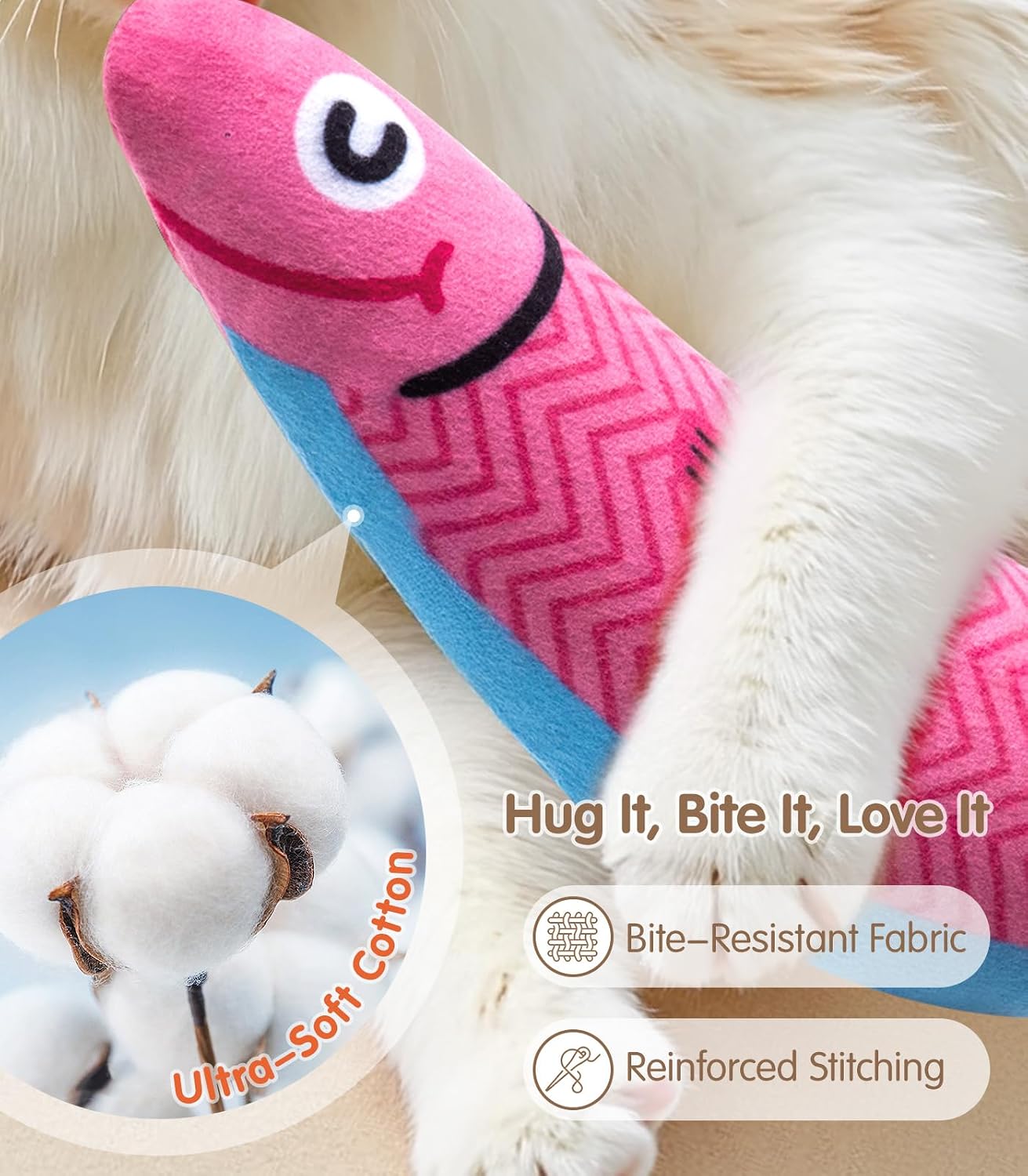 Cat Toys Indoor Cat and Kitten Interaction Soft Chewing Skirting Cat Toys, Fish Sound Toys