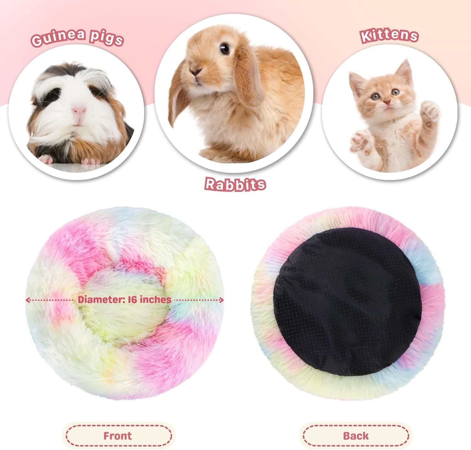 2-piece rabbit bed set, fluffy donut shaped rabbit hidden comfortable sleeping pad | Washable and comfortable hidden nest bed suitable for cats and pets