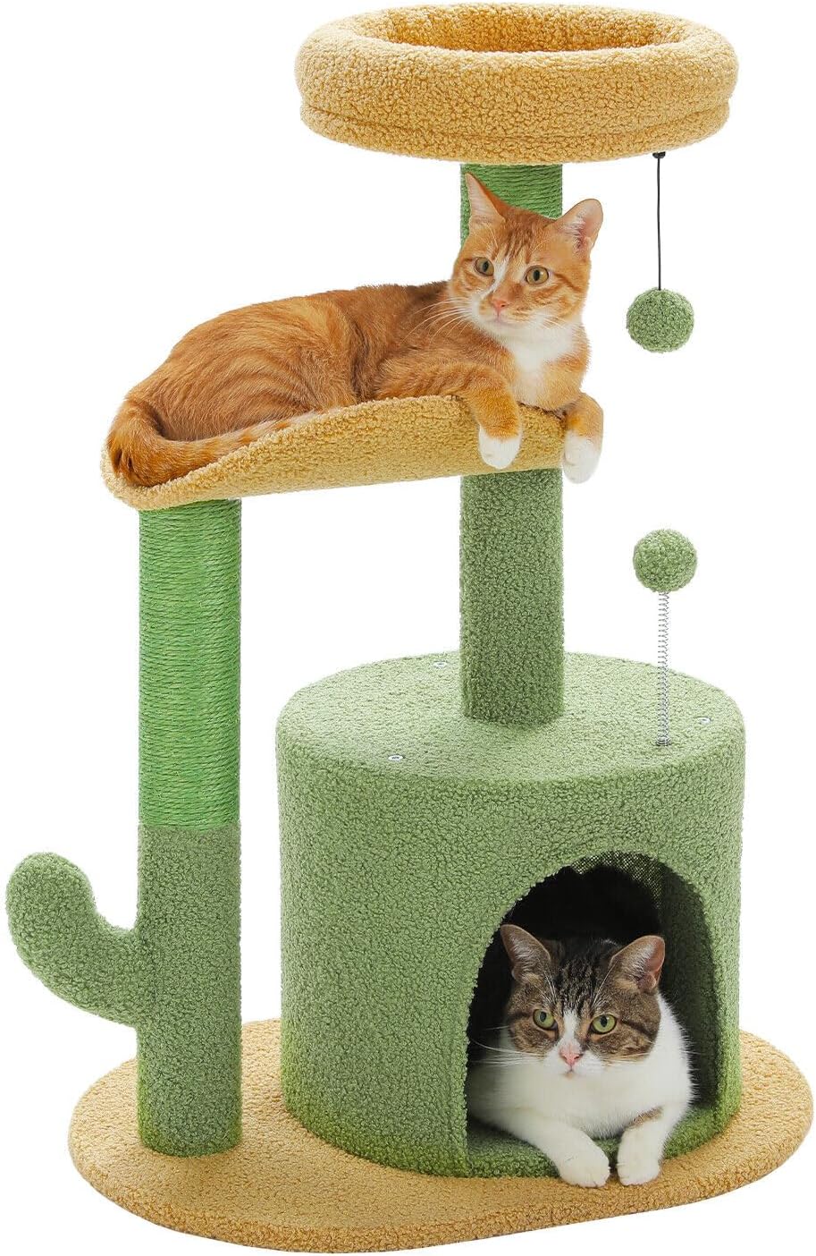 Roadflower Cat Tree Pink 32 inch Kitten Tower Cat Grab Post with Bent Bass, Comfortable Cat Apartment Detachable Flower Bed