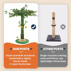A 46 inch ultra-high cat pole designed specifically for large felines, equipped with a heavy-duty vertical cat catcher with natural sisal rope