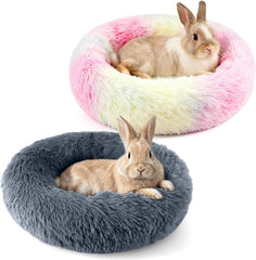 2-piece rabbit bed set, fluffy donut shaped rabbit hidden comfortable sleeping pad | Washable and comfortable hidden nest bed suitable for cats and pets