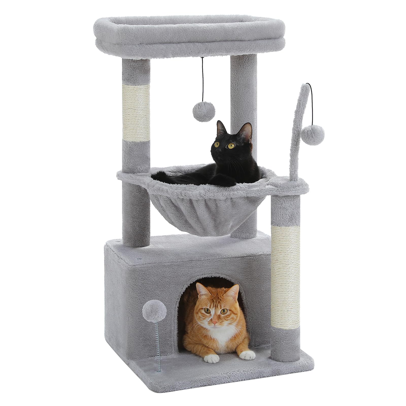 Four in one cactus cat tree, 33 inch indoor cat tower, with large apartment, cat scratching post