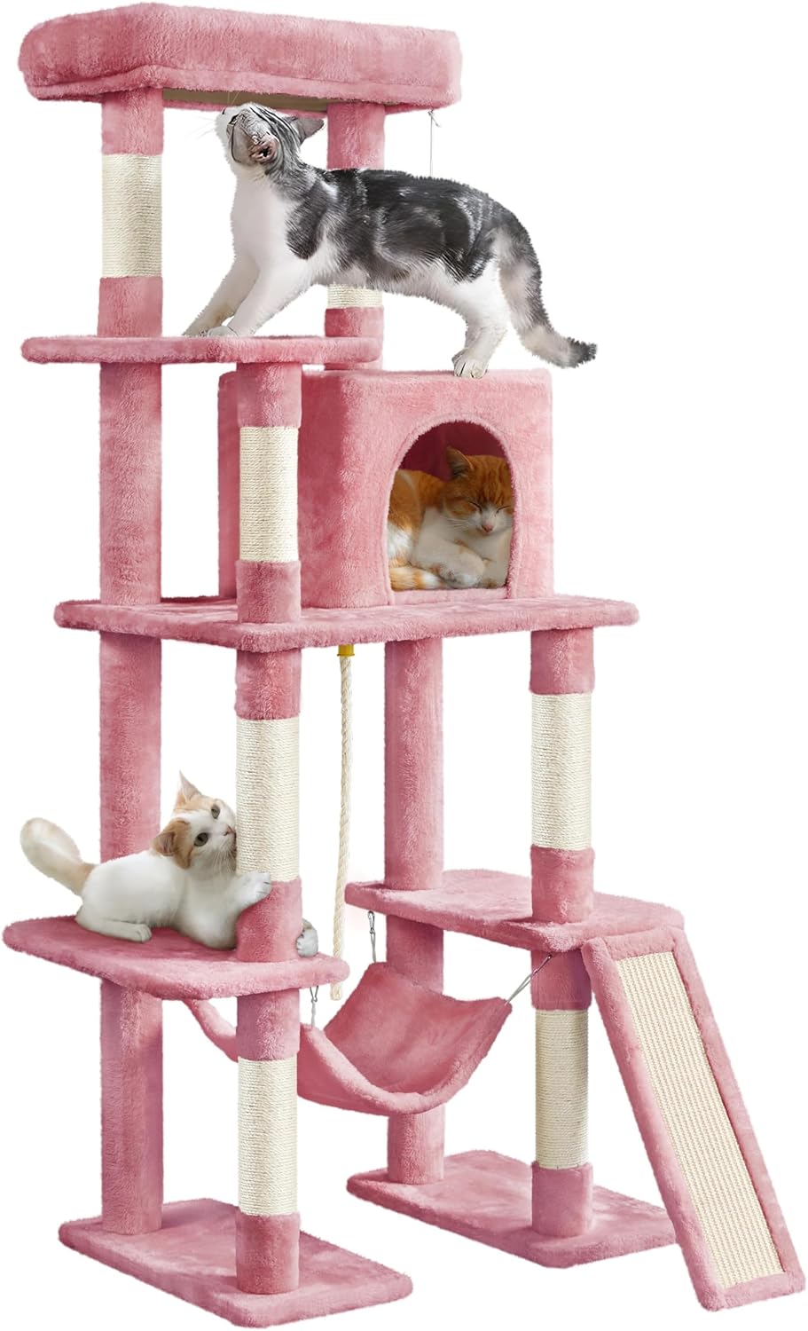 63 inch sturdy large cat tree, suitable for indoor heavy-duty cats, tall towers | plush apartments, hammocks