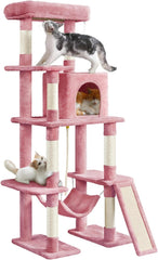 63 inch sturdy large cat tree, suitable for indoor heavy-duty cats, tall towers | plush apartments, hammocks