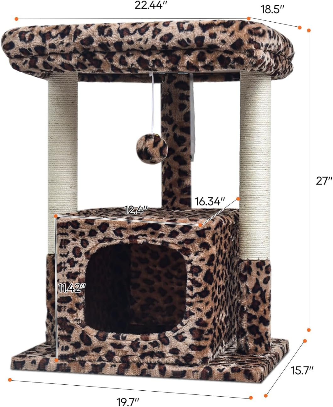 27 inch indoor cat tree, activity tower with scratch column | Modern kitten apartment