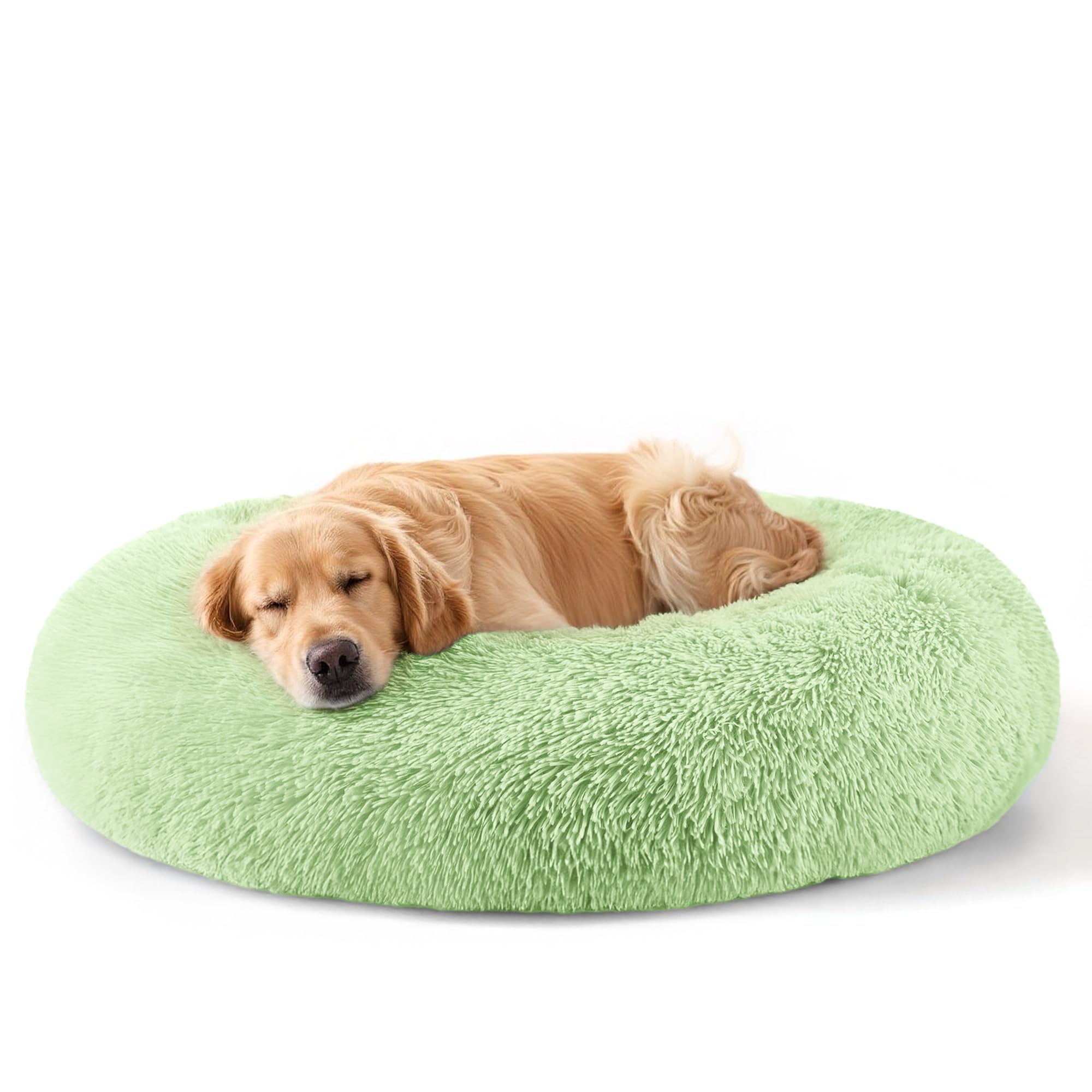 Cat bed, 20 inch soothing donut bed for puppies and kittens, washable round fluffy pet bed for small and medium-sized dogs and cats (light gray)