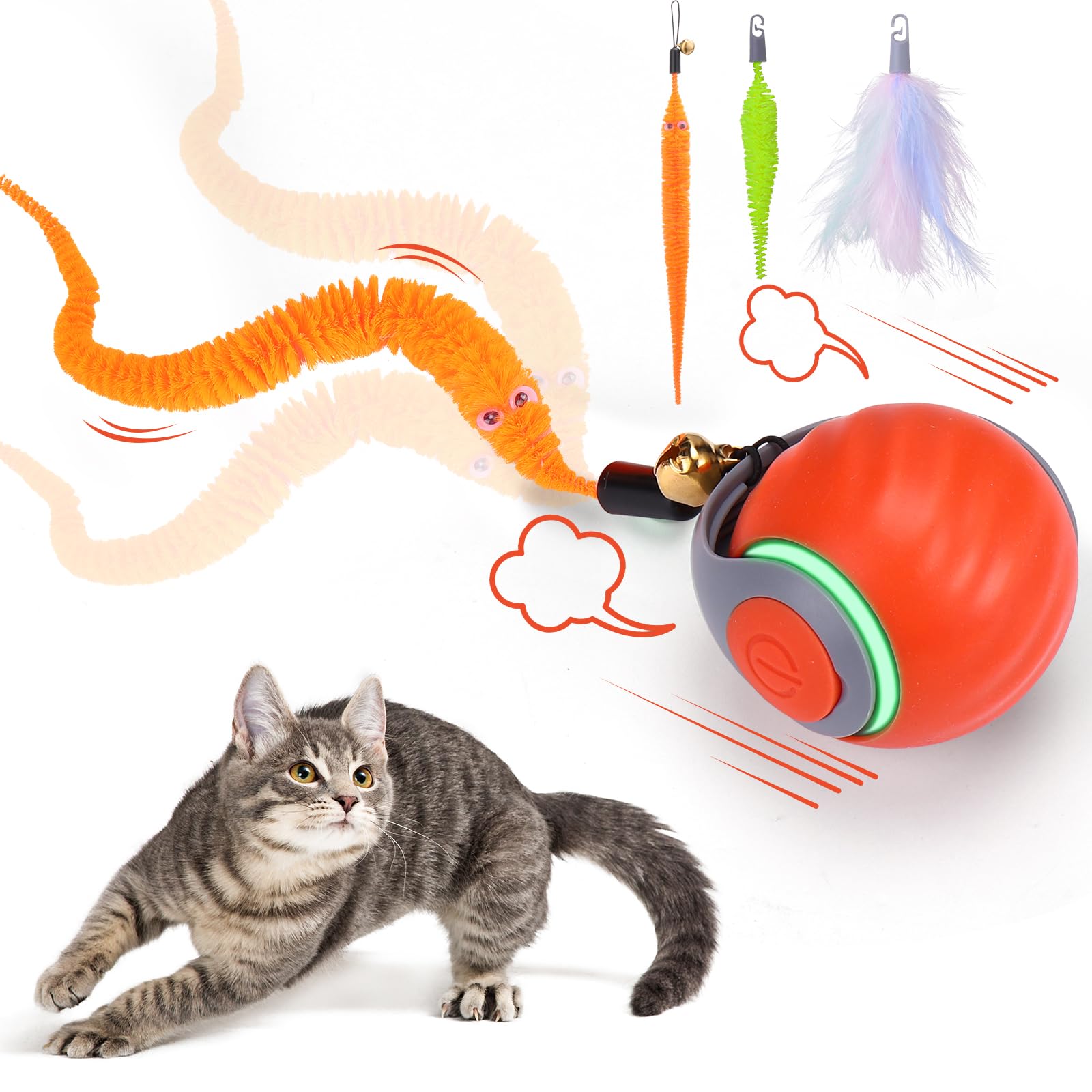 Interactive Cat Toy Ball - Designed specifically for indoor cats, this 3-speed automatic interactive cat toy keeps them busy (blue)