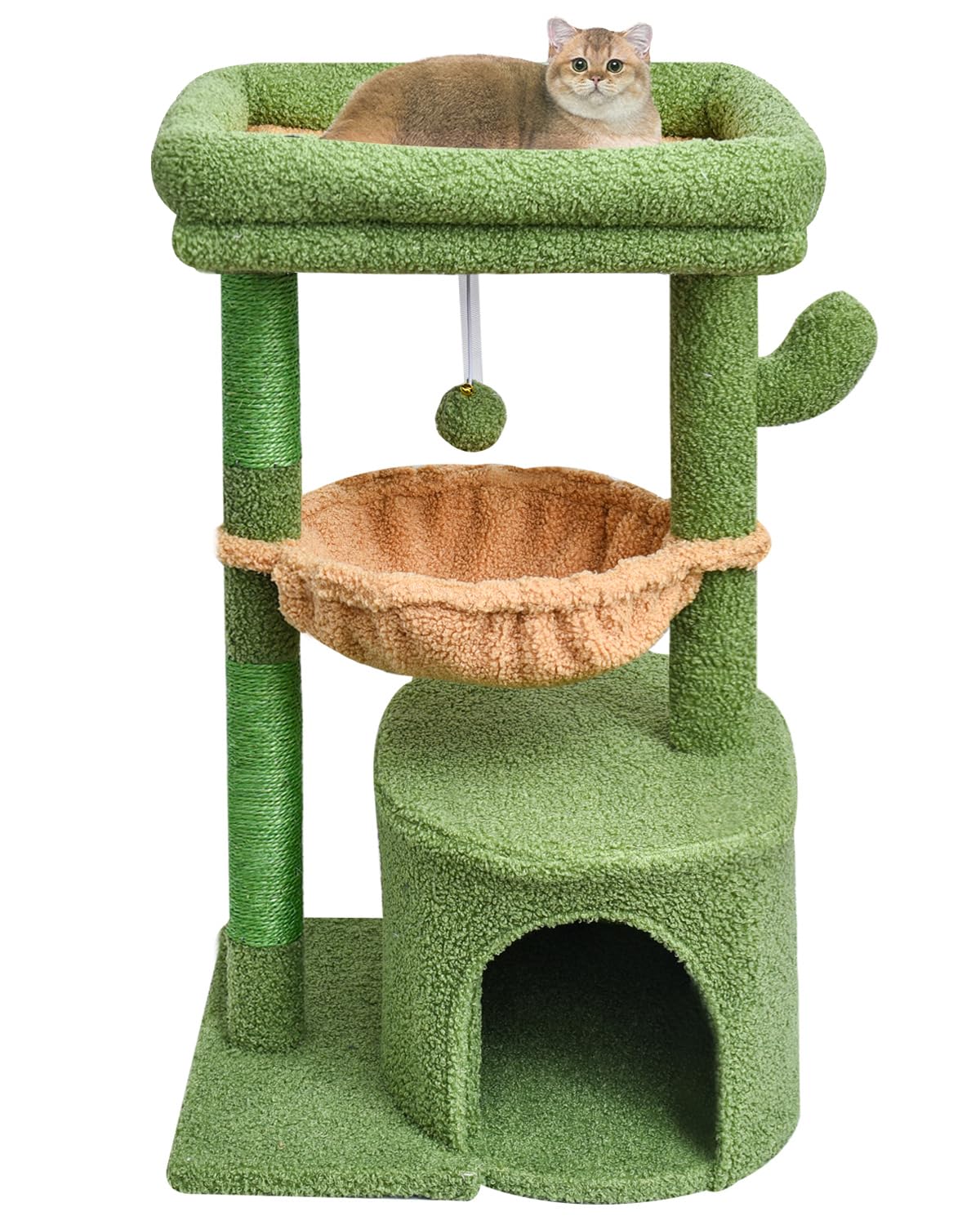 Indoor cat tree, cat tower with scratching post | modern cat house with cushioned bass