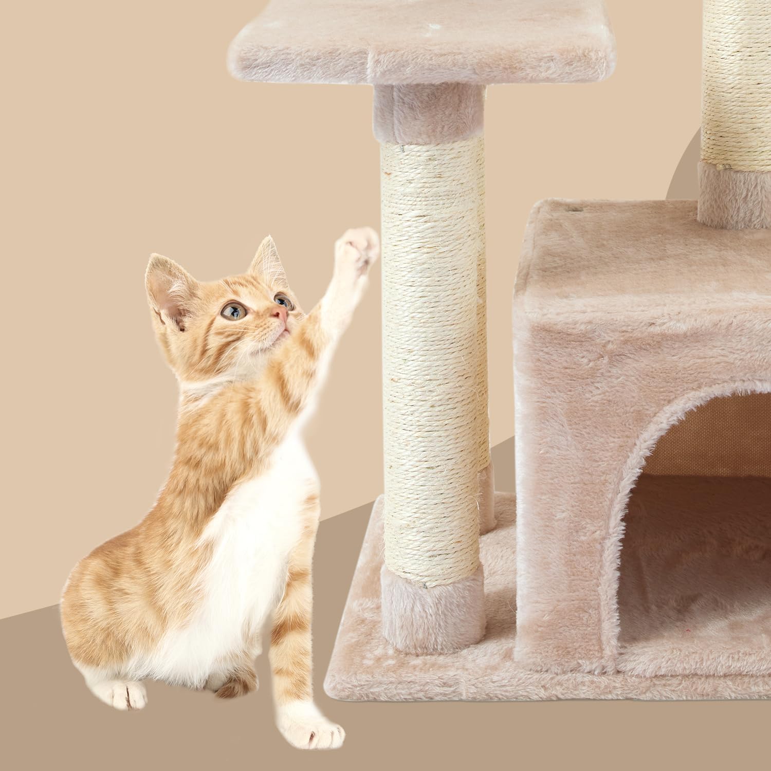 Cute cat tree, kitten, cat tower, indoor cat apartment, sisal, scratch pole, jumping platform, cat furniture