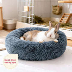 2-piece rabbit bed set, fluffy donut shaped rabbit hidden comfortable sleeping pad | Washable and comfortable hidden nest bed suitable for cats and pets