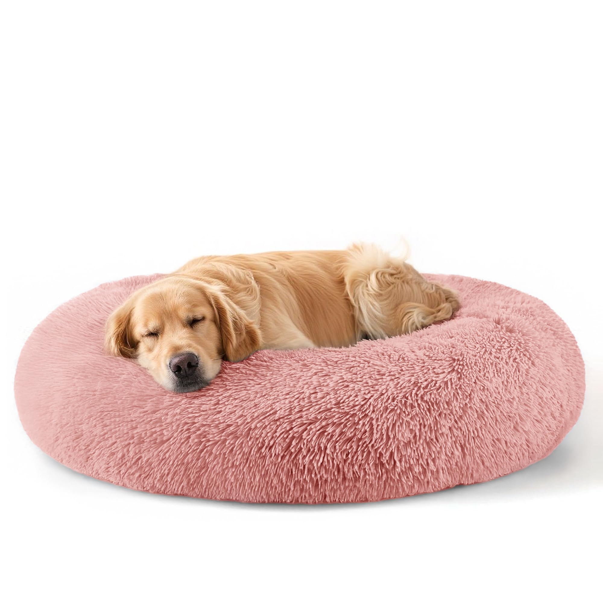 Cat bed, 20 inch soothing donut bed for puppies and kittens, washable round fluffy pet bed for small and medium-sized dogs and cats (light gray)