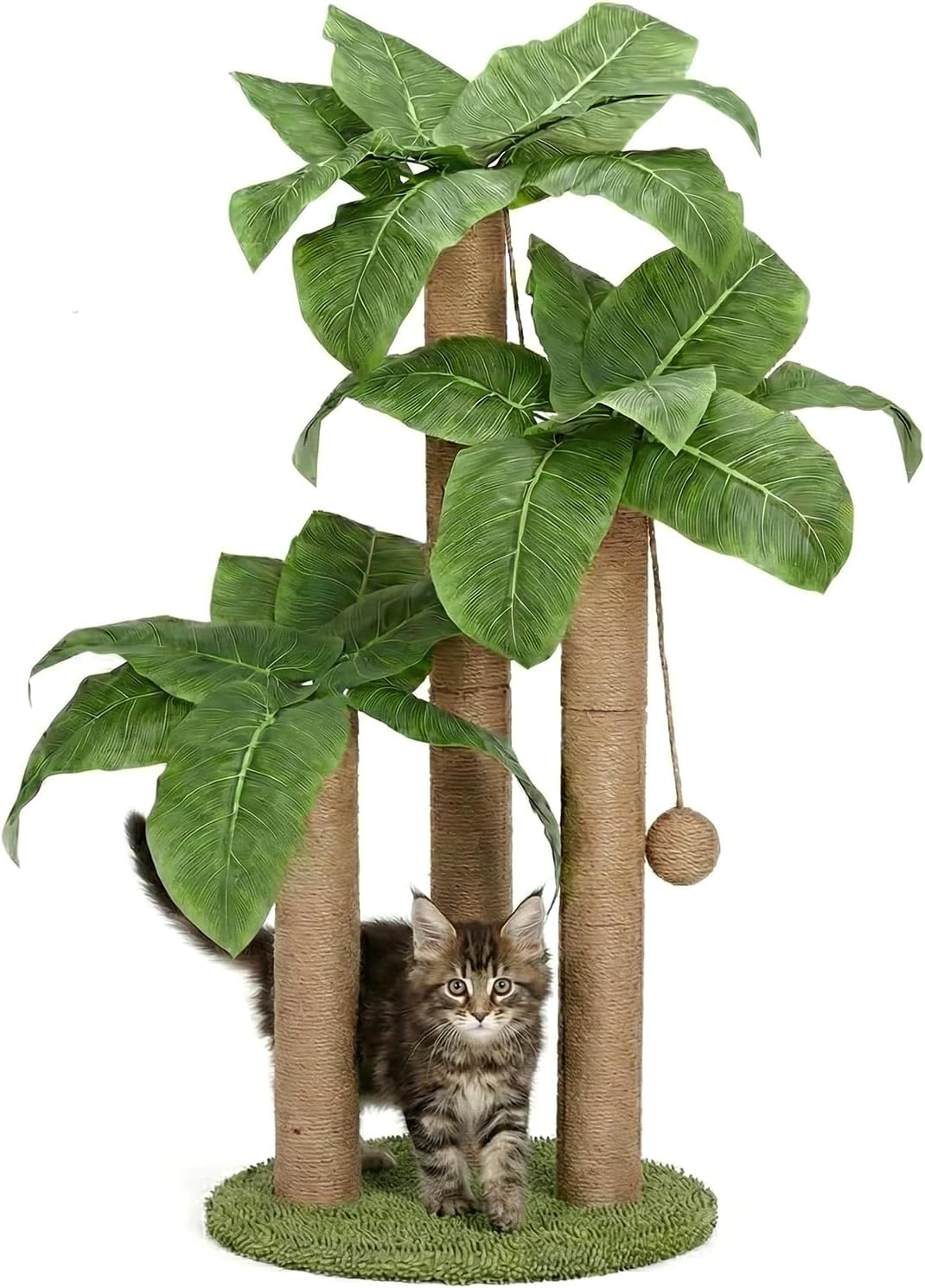 31.5-inch cat scratching pole, equipped with 3 scratching poles and 2 interactive shaking balls for cat scratching trees, indoor cat and adult cat scratching poles