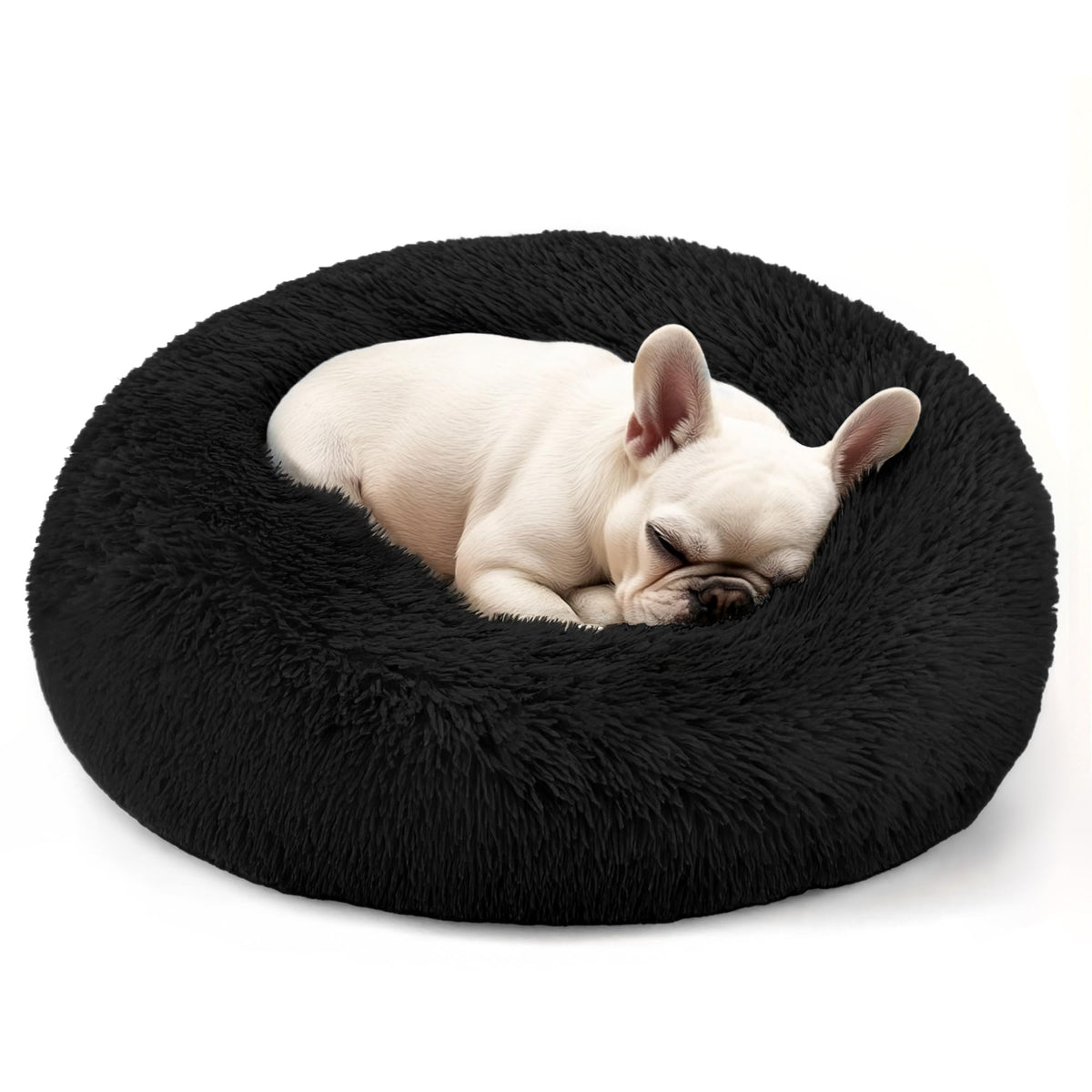 Cat bed, 20 inch soothing donut bed for puppies and kittens, washable round fluffy pet bed for small and medium-sized dogs and cats (light gray)