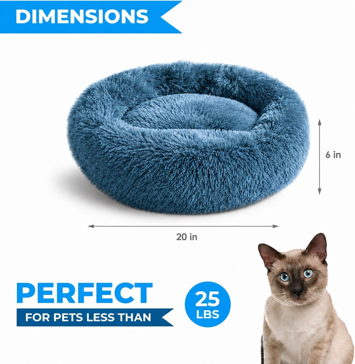 Washable puppy bed - Suitable for correcting small to large cats with soft plush pet beds - Navy gray 20 inches